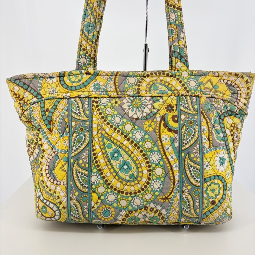 Vera Bradley Tote Lemon Parfait Paisley Quilted Shoulder Bag Retro Teacher BoHo - Picture 3 of 8